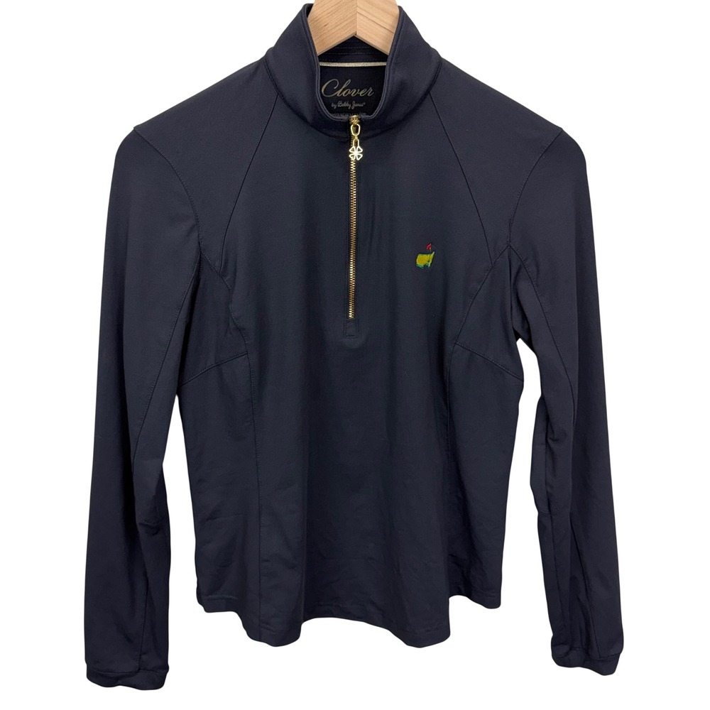 Clover by Bobby Jones Masters 1/4 Zip Golf Pullover Womens Size XS Black Sporty